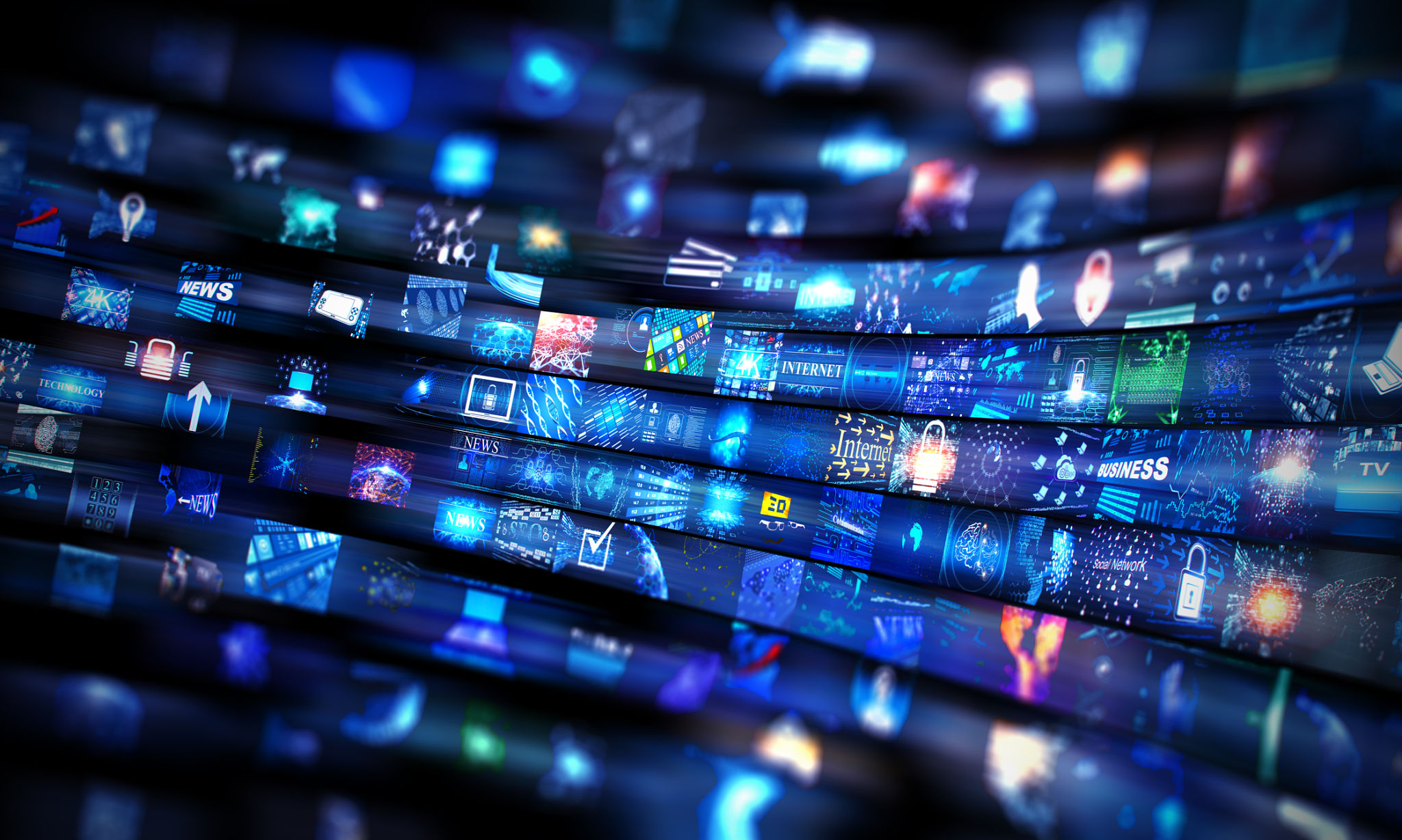 Digital Media wall concept Wall of screens smart TV